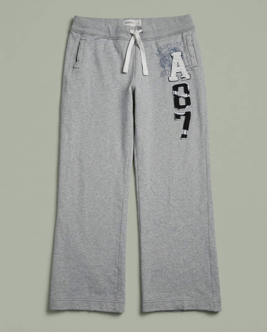 Y2K Aeropostale Grey A87 Graphic Baggy Pants L Streetwear