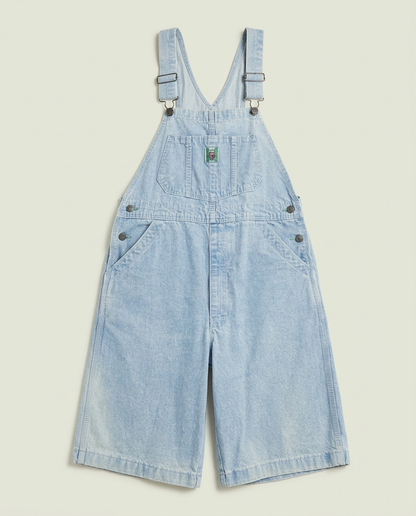 Vintage Ikeda Light Wash Denim Shortalls Overalls (32) Y2K Baggy Artsy