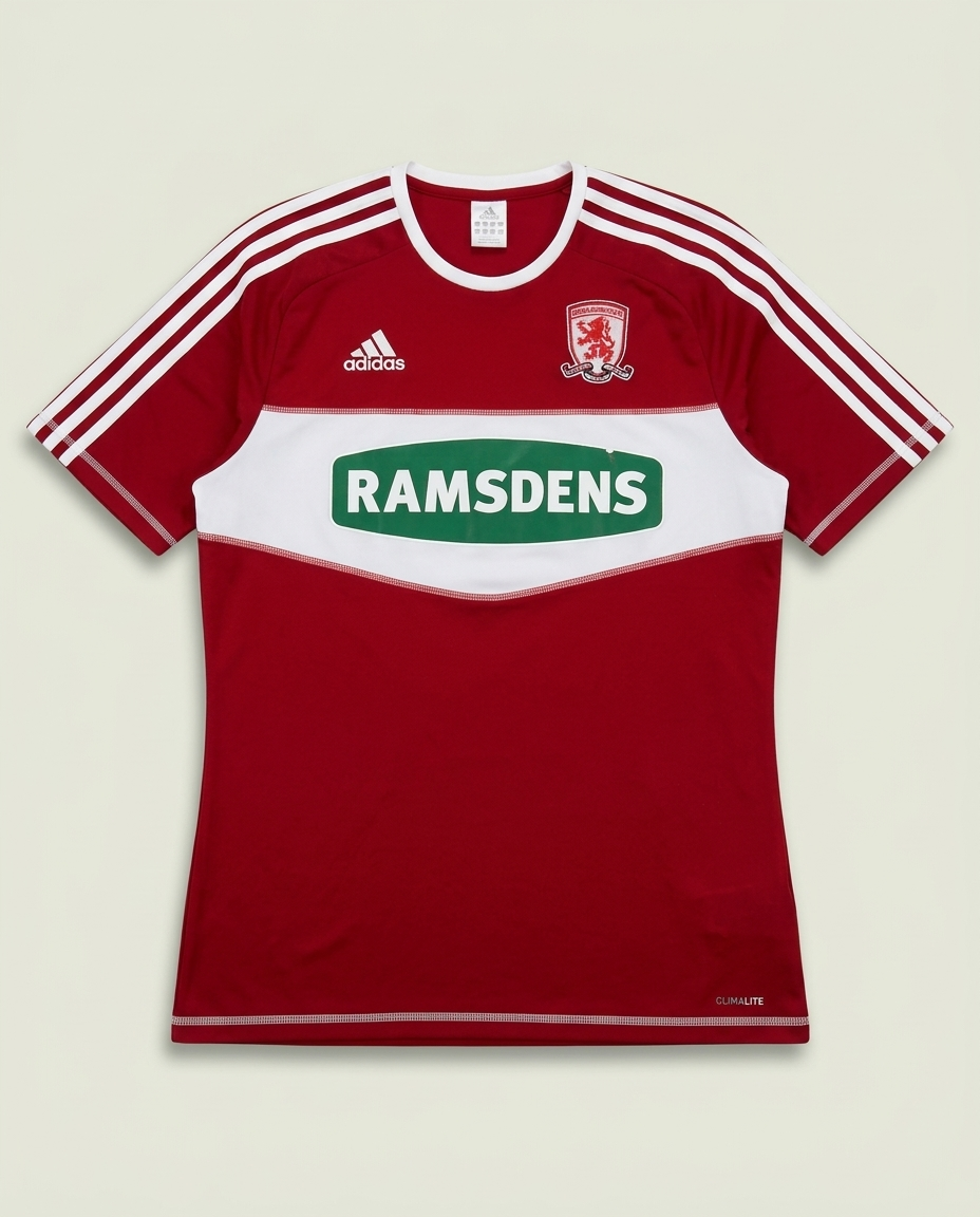 Adidas Red White Middlesbrough FC Ramsdens Football Jersey M Bloke Soccer