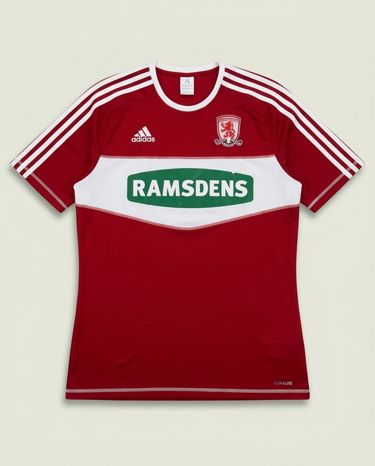 Adidas Red White Middlesbrough FC Ramsdens Football Jersey M Bloke Soccer