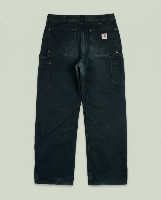 Vintage Carhartt Black Canvas Carpenter Work Pants 31x29 Distressed Grunge