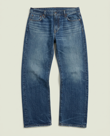 American Eagle Blue Denim Bootcut Baggy Jeans 34x32 Dark Wash Whisker