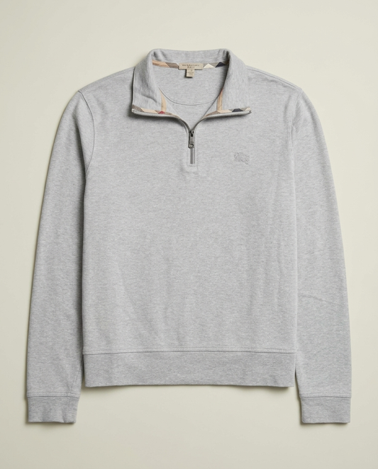 Burberry Brit Heather Grey 1/4 Zip Up Sweatshirt L Preppy Minimalist