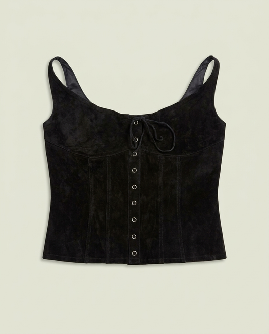 Danier Black Suede Lace Up Corset Vest 8 Goth Grunge Western